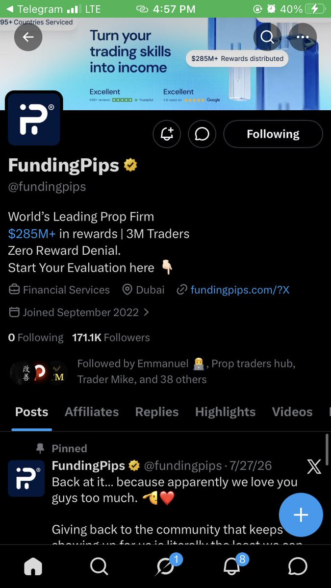 Mohammedceo28's tweet photo. @KingFtpFx @ShashtradesGC @fundingpips Insha’Allah I will get a firm this week. Done ✅ https://t.co/tQimdL9Wt0