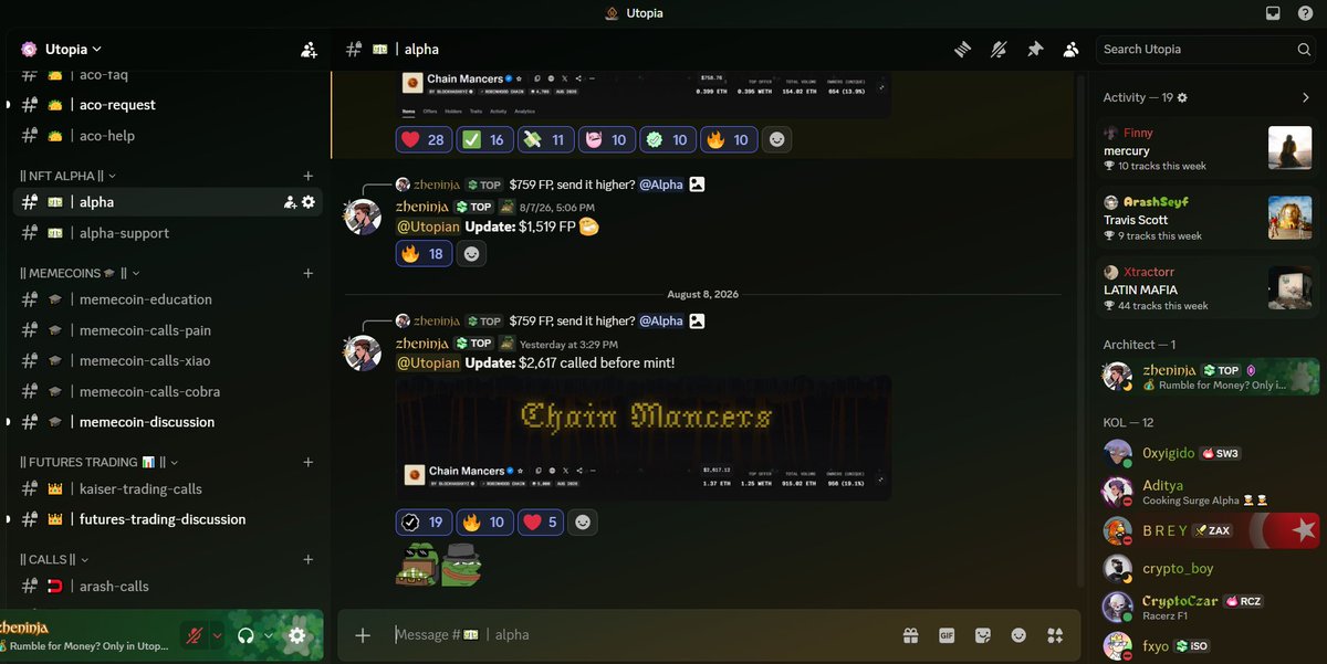 zheninjaweb3's tweet photo. Do you know what to do if you want the opposite of that, @davidonchainx ?

you join @UtopiaWeb3AG !

called @realstonkbroker by @OxSimpleFarmer before mint!

the caller is up $120K, while some members who aped are up $30K–$40K

called Chain Mancers by @MichaelHirsch before mint!

members are up $5K–$6K

called @wacky_ville before mint!

members are up $6K–$7K

Let’s not even discuss Memecoins, Pokémon Cards, Crypto Trading, Futures, Sports Betting, etc.

all eyes on us

join here: https://t.co/nVr2bK8WUk

Proof below: