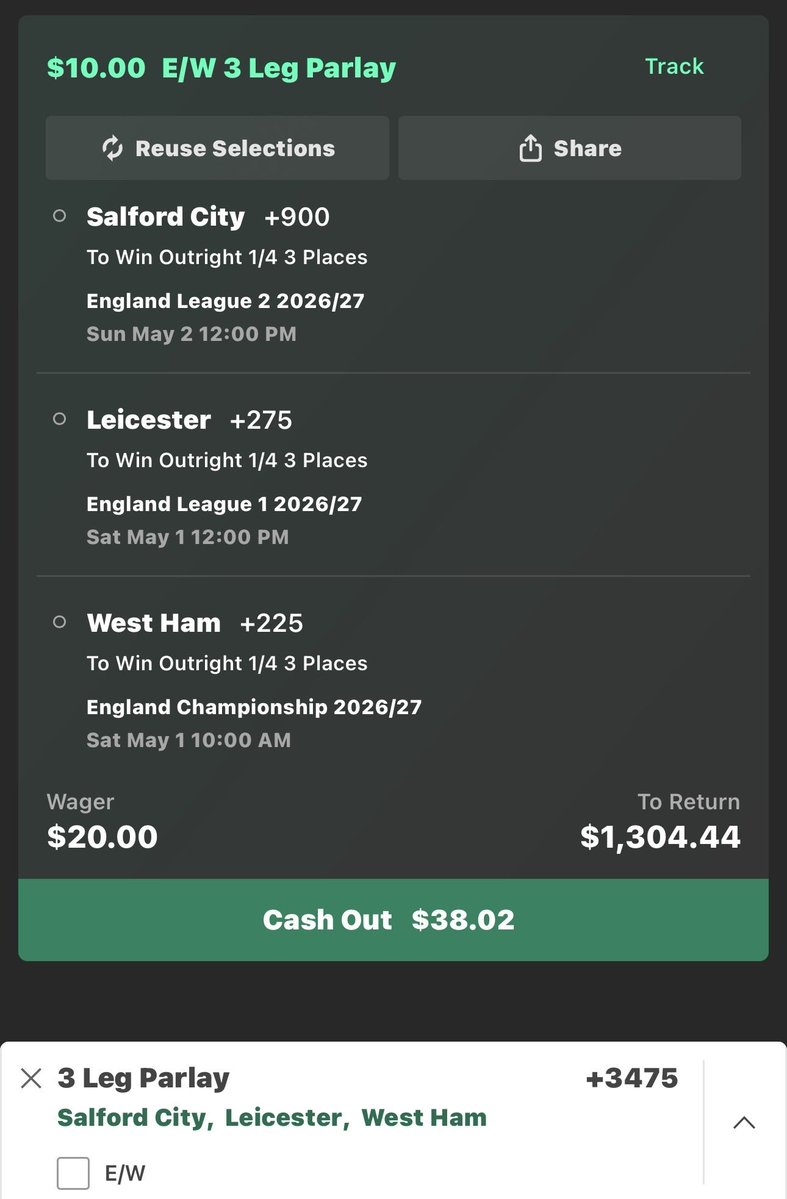 SleezyPlug's tweet photo. @Lukelfc86 Odds dropping, tailed you when I saw this cross my timeline💪 https://t.co/Wx81oh8jDn