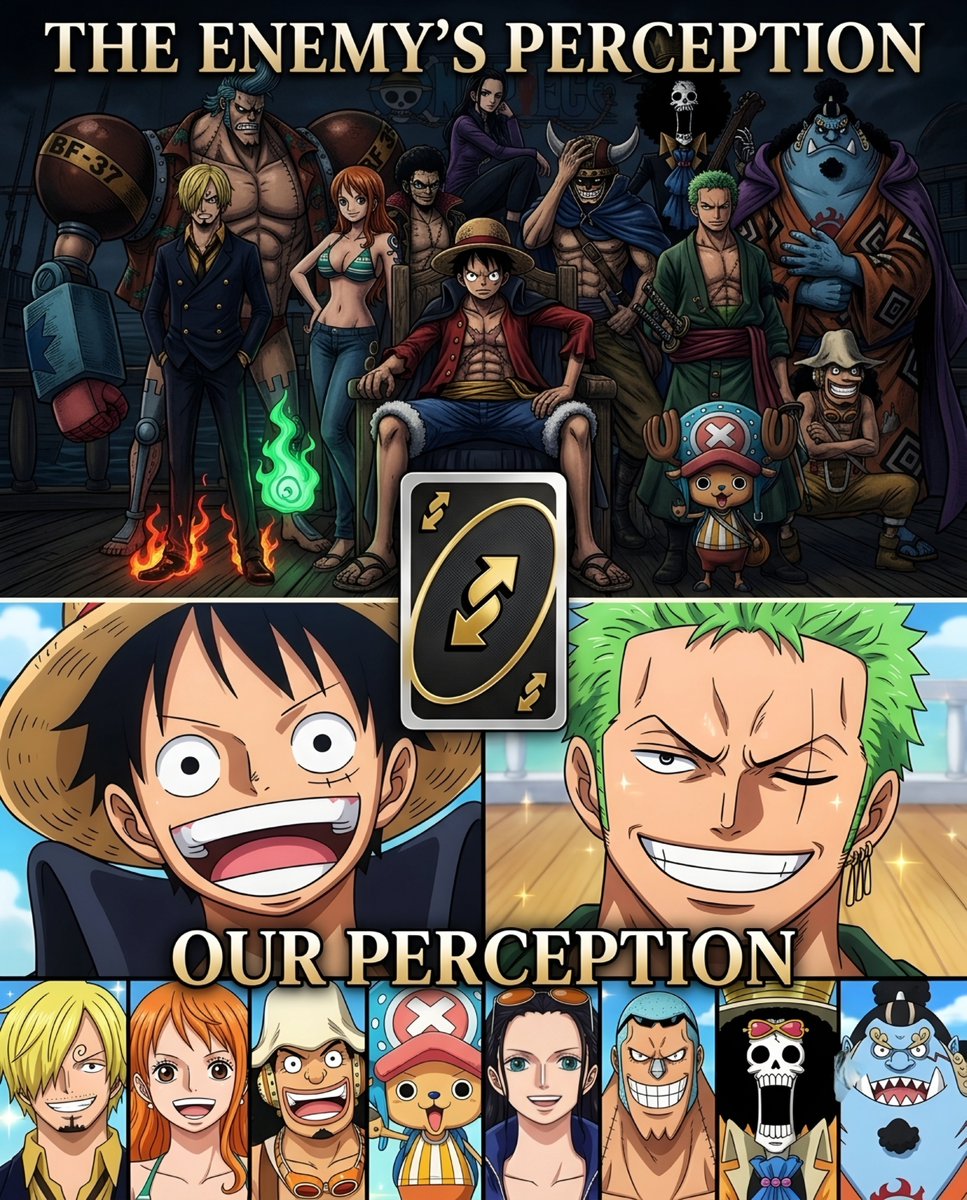 AnimixC94516's tweet photo. How the Marines view a terrifying Yonkou crew vs how we see a bunch of chaotic goofs having the best time on the high seas 🏴‍☠️✨ #ONEPIECE1191 https://t.co/EkWR4GgDgw