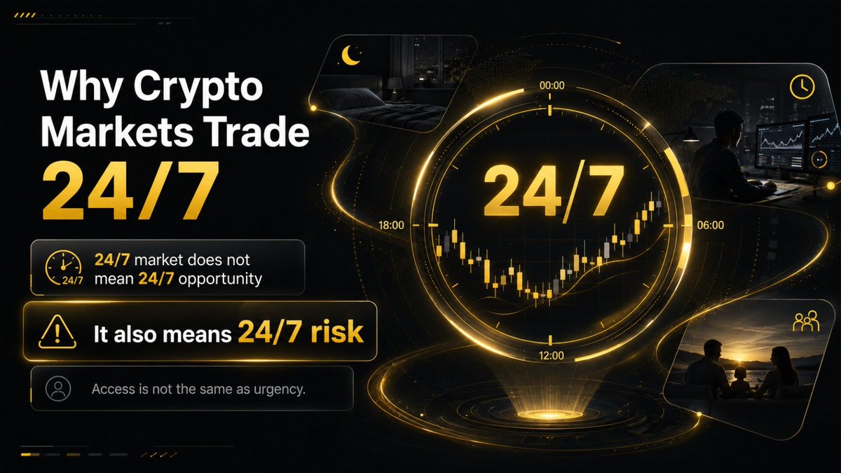 Jack_Bell46's tweet photo. 1/5

Crypto does not wait for Monday.

You can sleep, wake up, and the chart has moved.

Weekend? Still moving.

Public holiday? Still moving.

That is because crypto markets work differently from traditional markets. https://t.co/kyV5yfVgT8