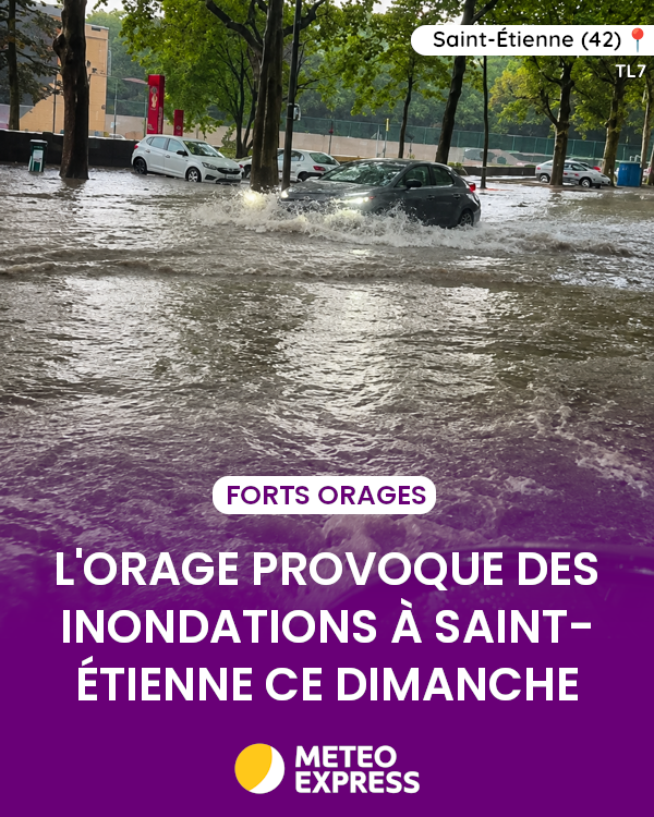 MeteoExpress's tweet photo. ⛈️ De forts orages ont touché la Loire ce dimanche. Des pluies diluviennes ont touché Saint-Étienne, provoquant quelques inondations urbaines en fin d'après-midi. https://t.co/bEZwrzlJmZ