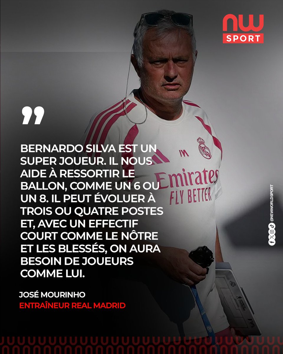 New_World_Sport's tweet photo. José Mourinho réagit à la première de Bernardo Silva sous les couleurs merengues.
Pensez-vous que le Portugais réussira à s’imposer rapidement dans le onze madrilène ?
#football #newworldsport #NewWorldTv #sports #realmadrid #INFOSPORT https://t.co/dEMB3l4QAz