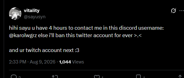 RaidenTheSH's tweet photo. My favorite vTuber, Sayu Sincronisity, got hacked. First her Discord and now Twitter. Freaking hell, man... It had to happen when her birthday is coming. 

I hate to see that happen to her... I really hope that this hacker gets taste of his own medicine. https://t.co/YcJzP1wIwO
