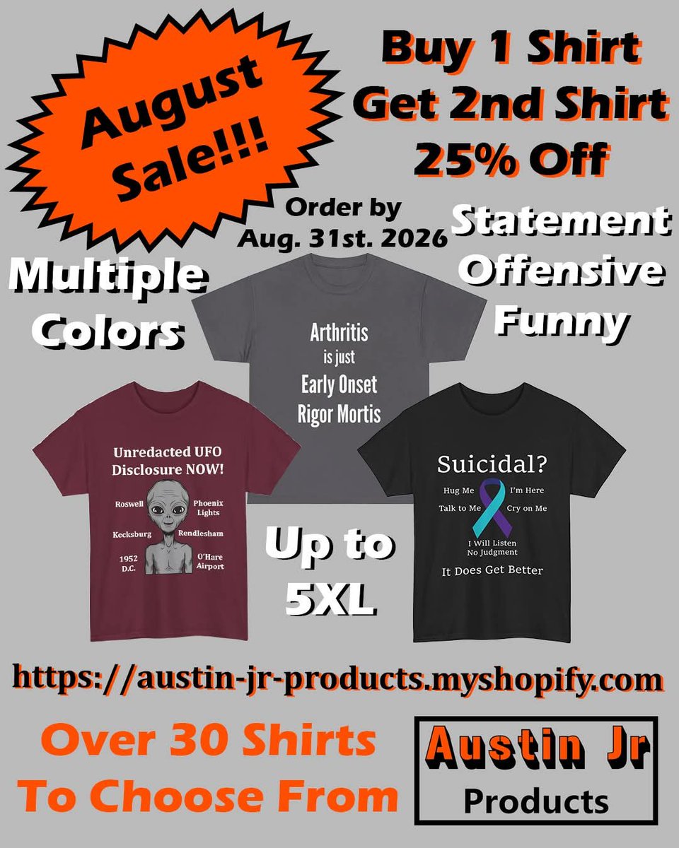 GhostKilla1979's tweet photo. https://t.co/gS1SZr04tr
#tshirt #funny #sale #offensive #statement #suicideprevention #UFODisclosure https://t.co/bM8pZQhW7G