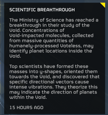 AdvancerAdva's tweet photo. The Ministry of Science has made a breakthrough in regard to their study of the Illuminate Void!

We will be able to enter and find out what the Illuminate are up to in the Void very soon!

#Helldivers2 | #Helldivers | #Helldivers2GalacticWar https://t.co/vuR5Nfg8TP