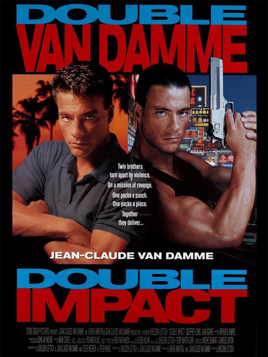 WATZUPMAG's tweet photo. Il y a 35 ans, l’excellent Sheldon Lettich, que j’ai interviewé, mettait en scène un double @JCVD dans le cultissime #DoubleImpact.
Le scénario était fun, les combats parfaits et Van Damme livrait deux belles prestations. Une madeleine de Proust pour les ados que nous étions… https://t.co/I7VoN10tQL