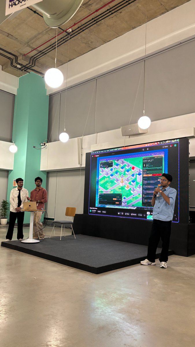mittalparth_'s tweet photo. placed 2nd, winning $3000 at @AnthropicAI x @ElevCap push to prod hackathon! ⚡️

> we built claude code but as a game
> your entire repo becomes an isometric city
> files are buildings with the height determined by the number of files
> choose your crew for a task aka your model
> visualise agents constructing buildings (files) in realtime
> open PRs are ships. navigate to a new island to visualise PRs and review the changes
> built using the @claudeai sdk
> software engineering is shifting towards managing multiple agents rather than reading file diffs. we don't want you to scroll reels while your agents do work.

shoutout to team @devfolio as always for the best hackathons.

big shoutout to the team @ahmedfahim21_ @ArjunVegeta ♥️