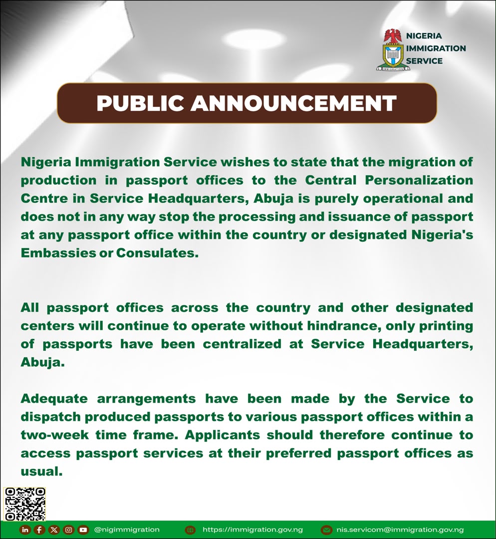 Abraham2095's tweet photo. The ongoing reforms by the Nigeria Immigration Service (NIS) are aimed at making passport services more secure, transparent, and efficient, ensuring a smoother and more reliable experience for all applicants.
Be well informed!! https://t.co/H76wlkzr1s