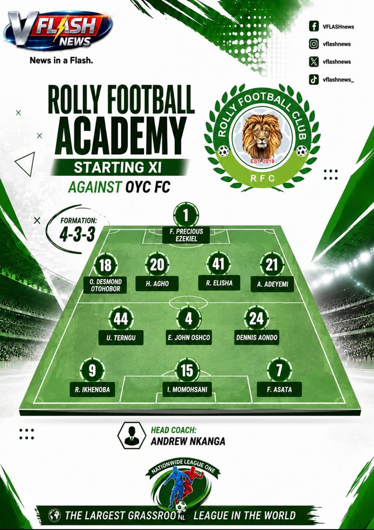 Stanbig4L's tweet photo. 🚨NLO South-South/South-East Promotion Playoffs — Matchday 2
Rolly FC Starting XI 🆚 OYC FC
📸: @vflashnews
#NLO #PromotionPlayoffs https://t.co/GDT4oYoCFE