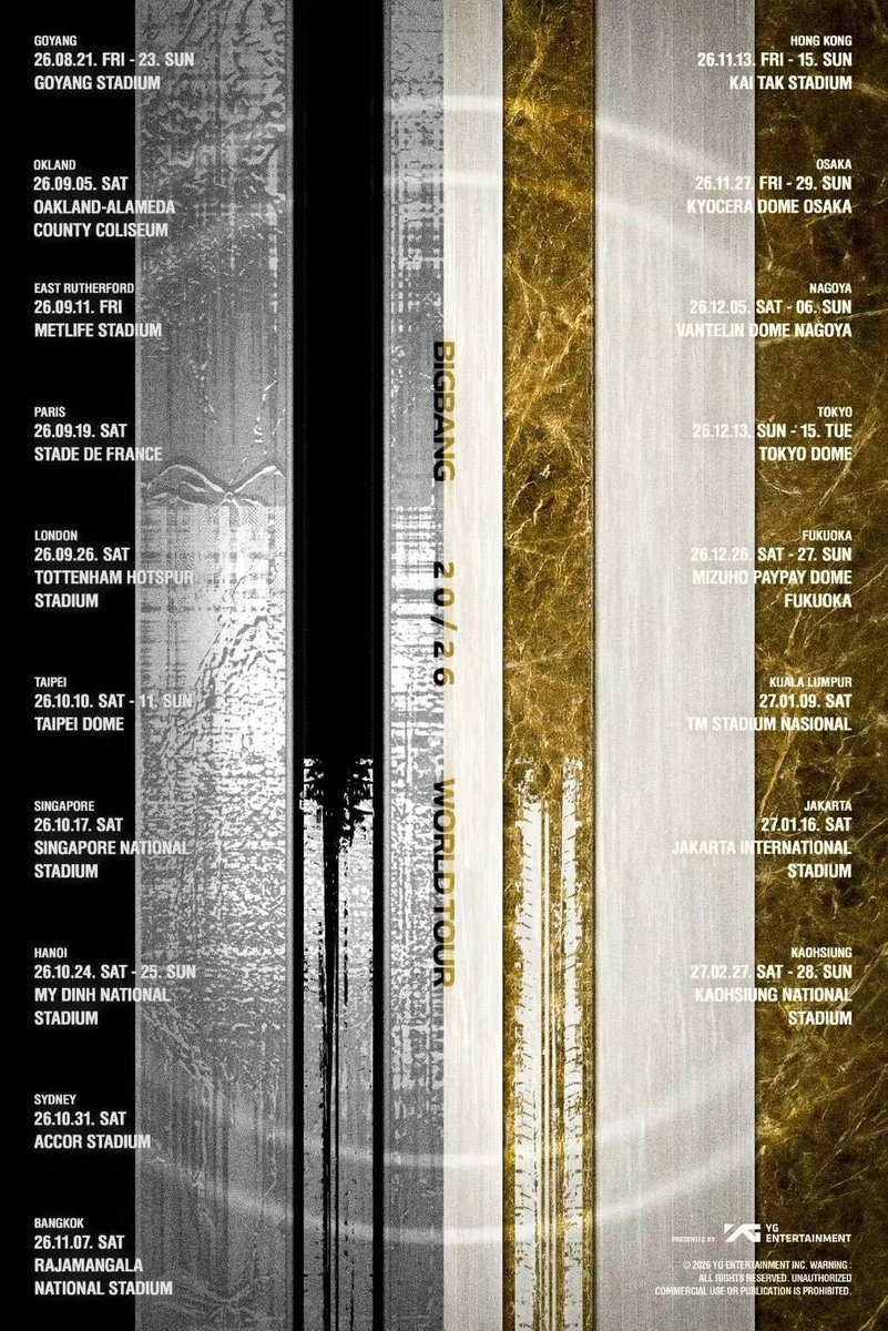 Kairi_tick's tweet photo. BIGBANG 2026 WORLD TOUR IN GOYANG

韓国ソウル 高陽 香港 台北 シンガポール タイ バンコク クアラルンプール ジャカルタコンサート ファンミーティング ペンミ ファンミ チケット代行

公演 チケット譲渡受付中

#BIGBANG #ビッグバン #빅뱅  #WORLD_TOUR_IN_GOYANG #20thAnniversary #チケット代行 https://t.co/Q4G1v1CsrB