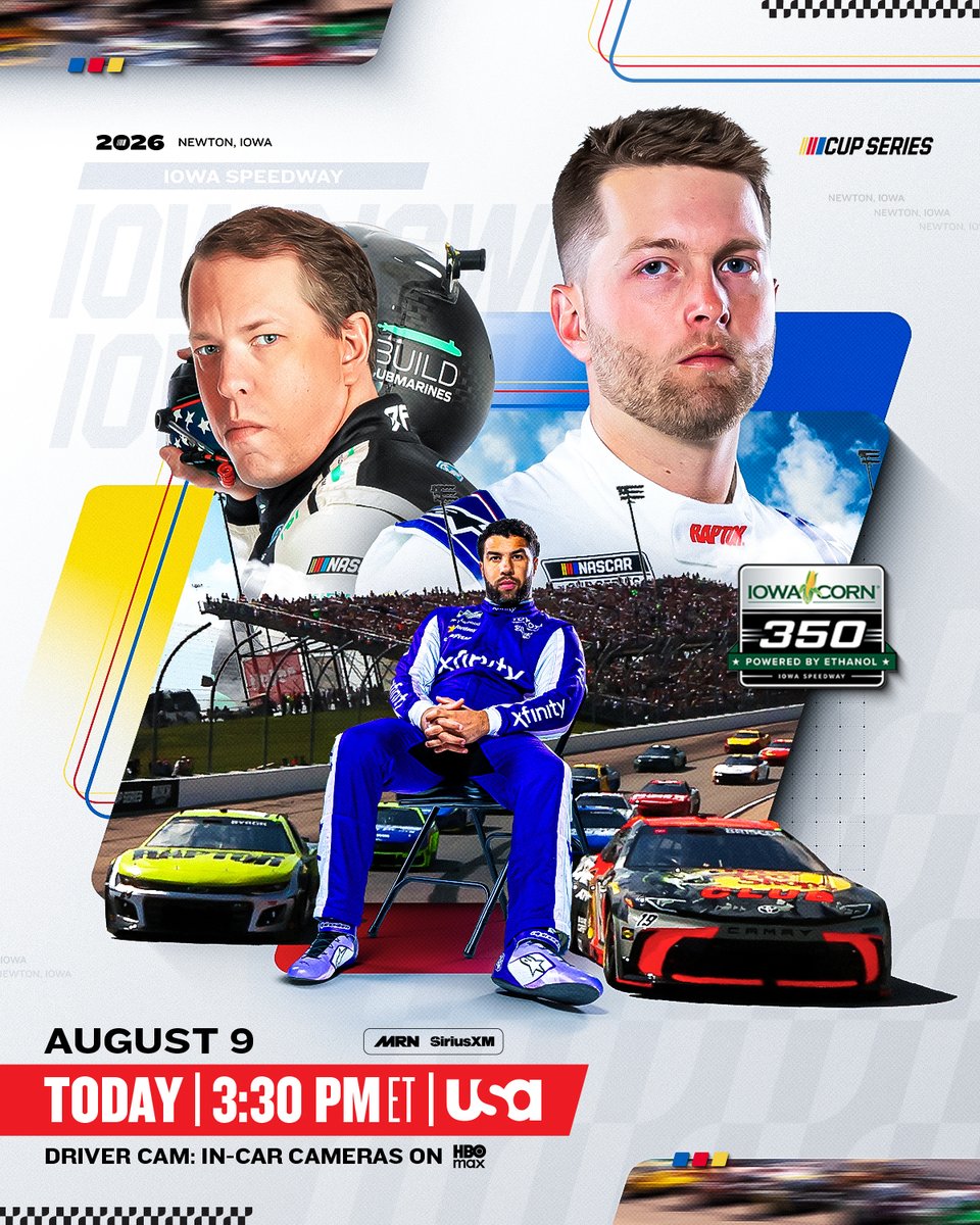 NASCAR's tweet photo. Where the corn grows tall and the engines roar louder. 

Repost if you're watching every lap of the @iowa_corn 350 at @iowaspeedway. https://t.co/5Gh2DnFdY1
