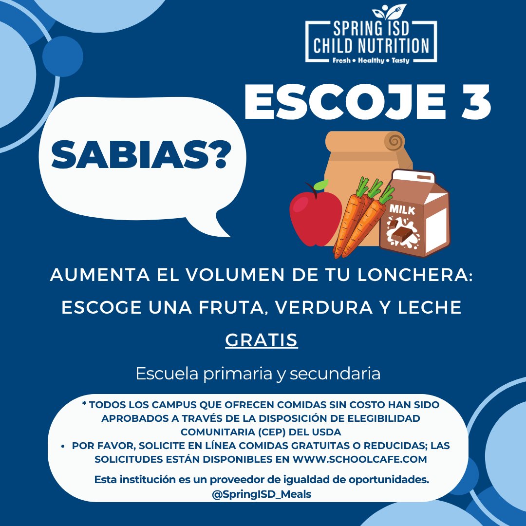 SpringISD_Meals's tweet photo. Parents, we've got your back! You bring the entree and we got the sides. One less thing to worry about! @SpringISD 

To view the menus, please visit: https://t.co/EcMNCtUkrV https://t.co/SenbpGYmLU