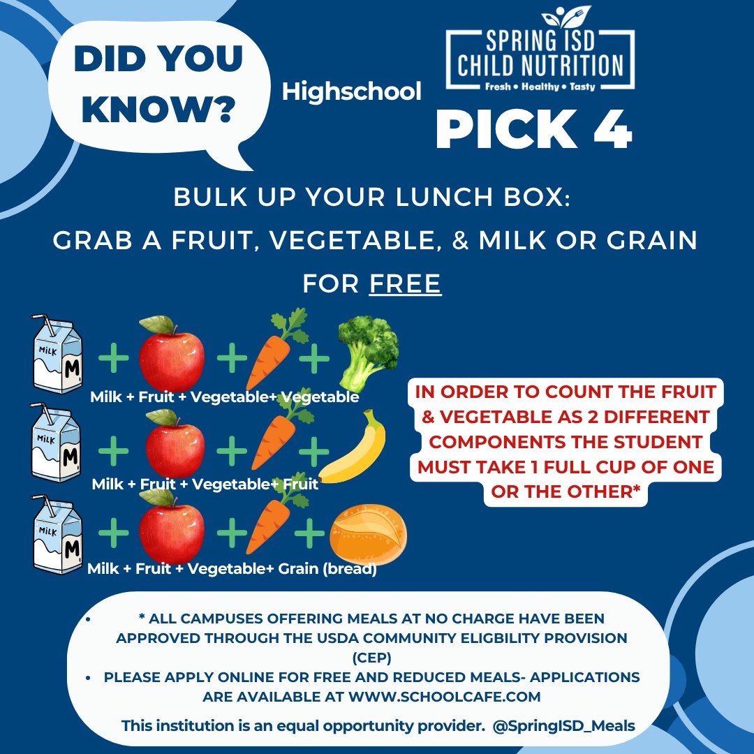 SpringISD_Meals's tweet photo. Parents, we've got your back! You bring the entree and we got the sides. One less thing to worry about! @SpringISD 

To view the menus, please visit: https://t.co/EcMNCtUkrV https://t.co/SenbpGYmLU