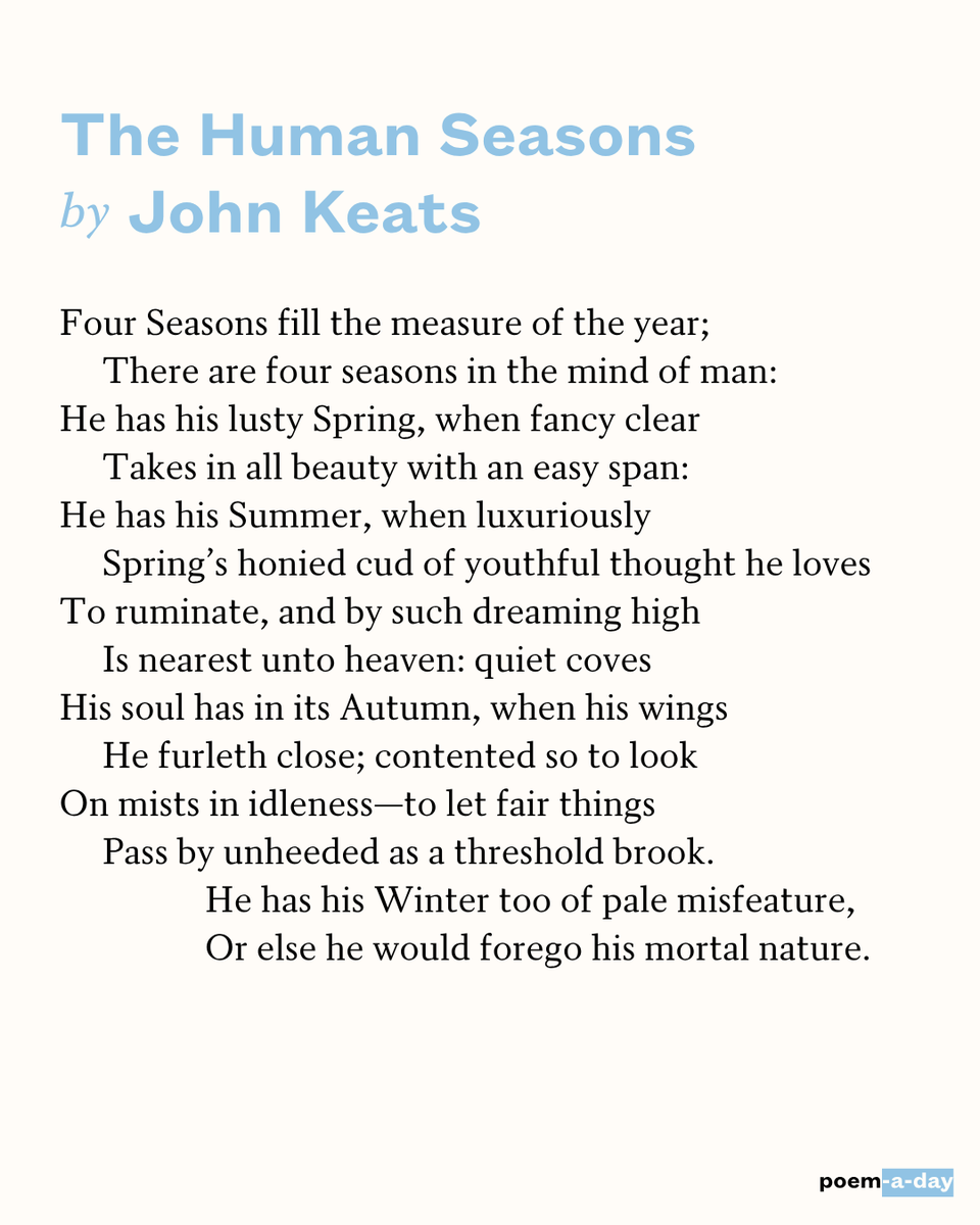 POETSorg's tweet photo. 8/9/26 “There are four seasons in the mind of man:” https://t.co/GMv6lG7xrb