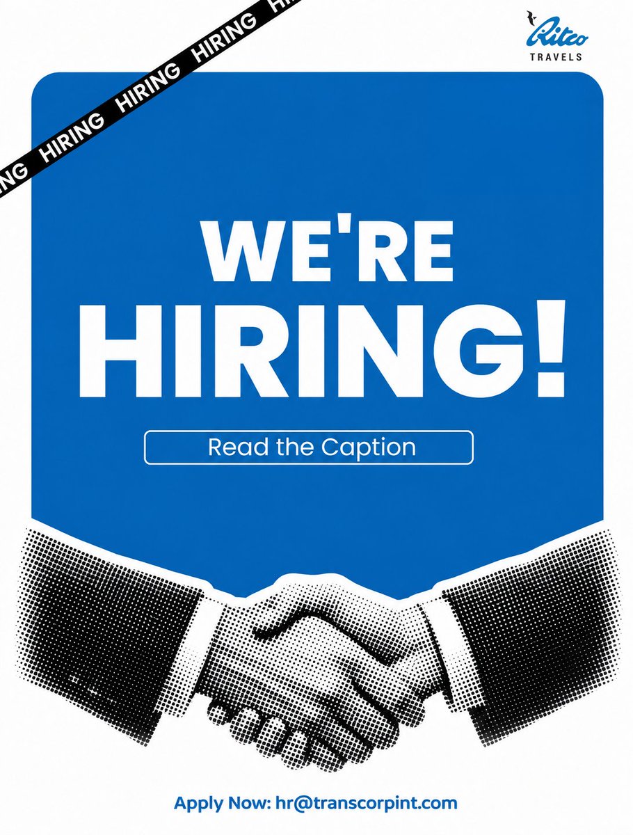 RitcoTravel's tweet photo. 🚀 We’re Hiring at Ritco Travels!
Looking for passionate professionals ready to grow, learn, and build their career with us. Join our team and be part of an exciting journey in the travel industry. ✈️🌍
.
📩 Apply now:
https://t.co/w2QCgHYhnz
.
#WeAreHiring #RitcoTravels https://t.co/K64imSBNym