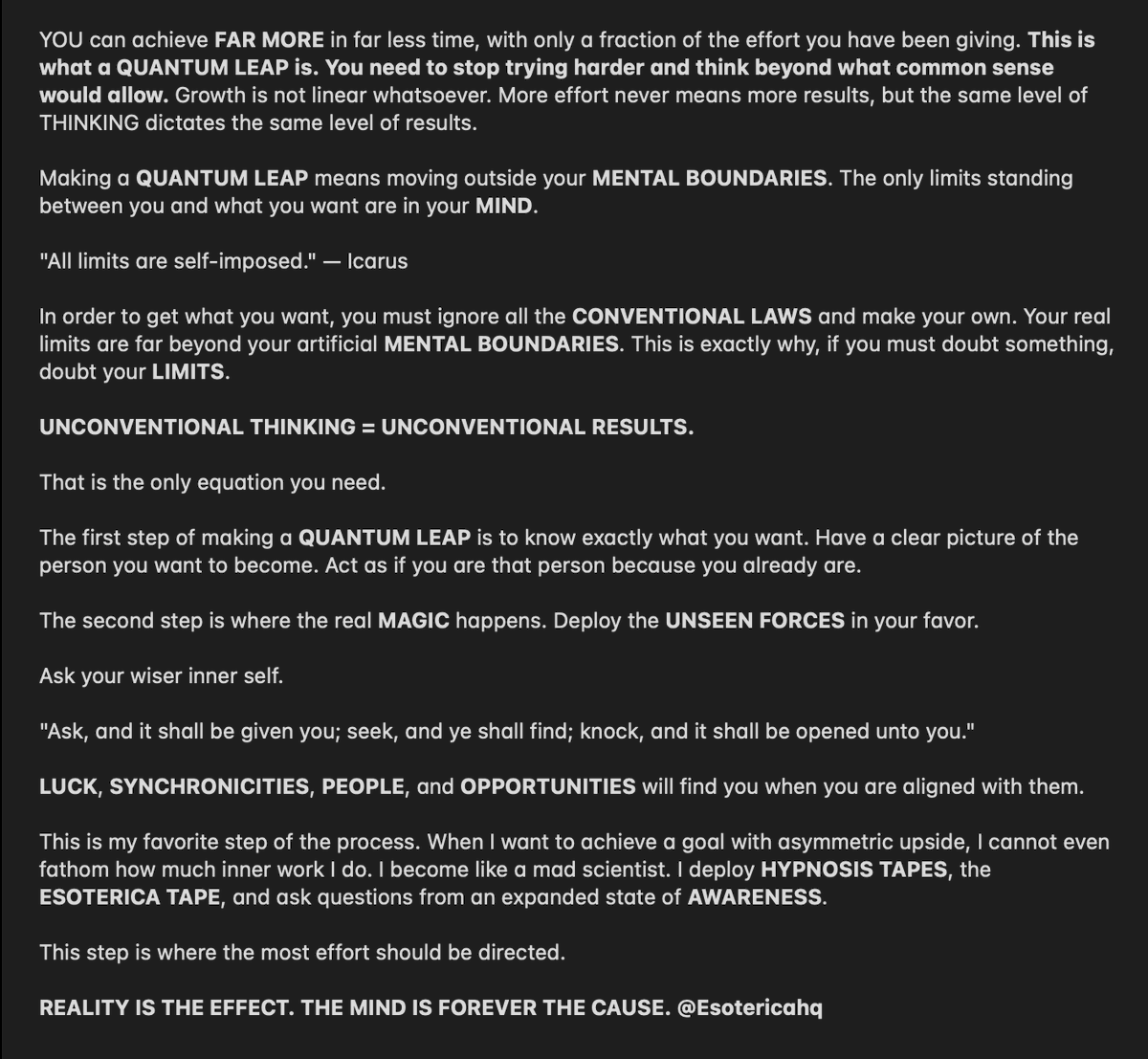EsotericaHQ's tweet photo. How to quantum leap your life https://t.co/ZAhl1YJ86t