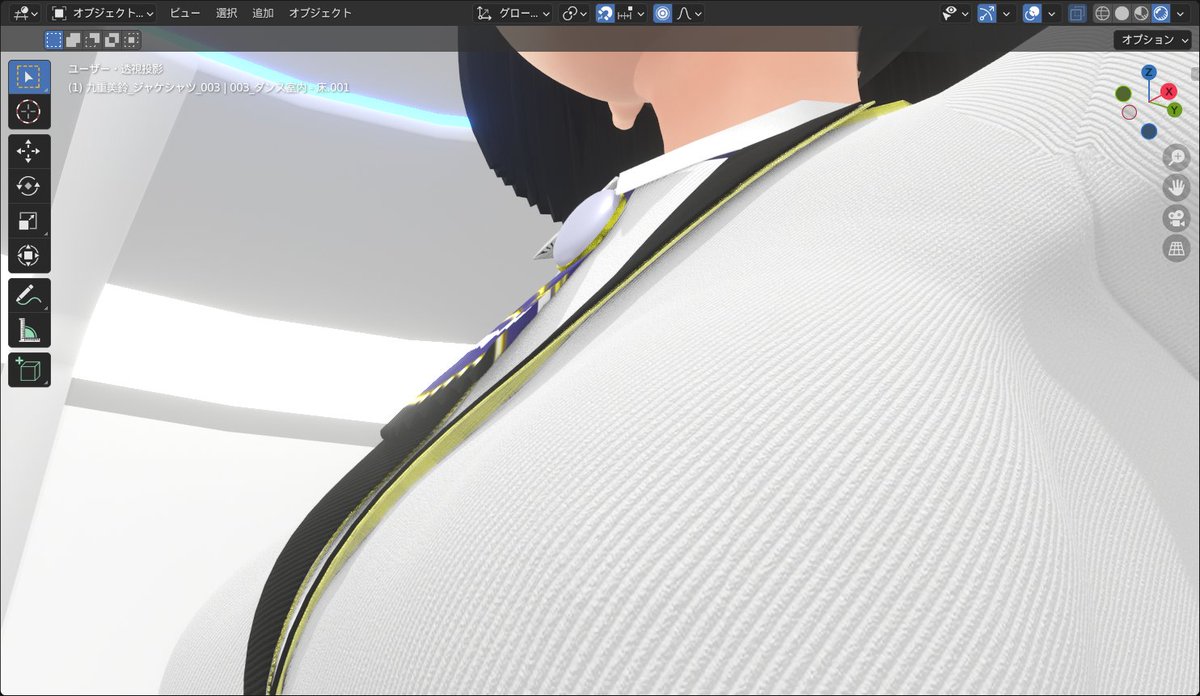 MmdTeti's tweet photo. アップに耐えられるように襟周りのポリも用意 https://t.co/oA8IIpooaT