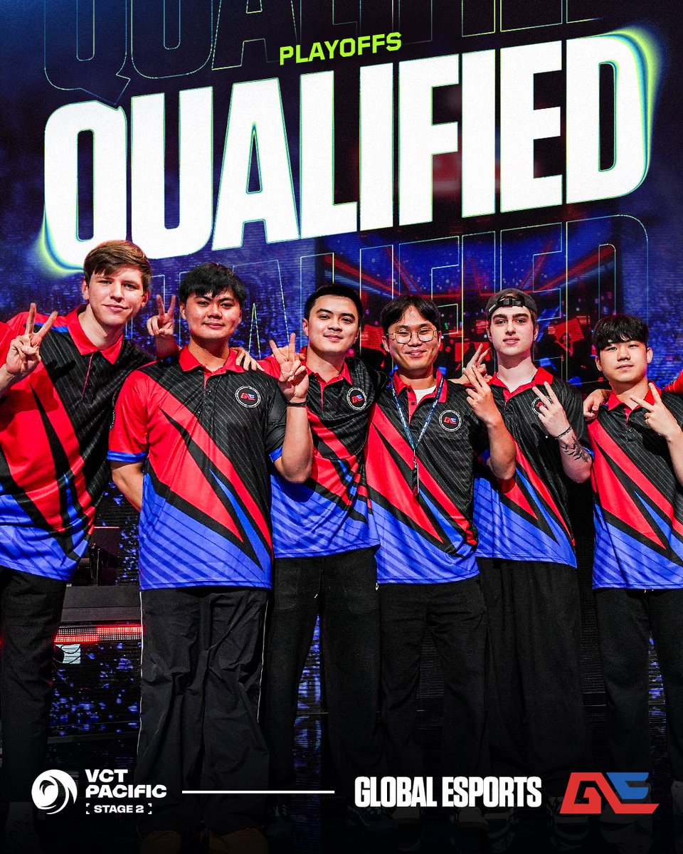 vctpacific's tweet photo. THE CLIMB CONTINUES 💪

After RRQ's win over NS RedForce, @GlobalEsportsIn  qualify for the #VCTPacific Stage 2 Playoffs! #GEFIGHTING https://t.co/1wOikzf5uy