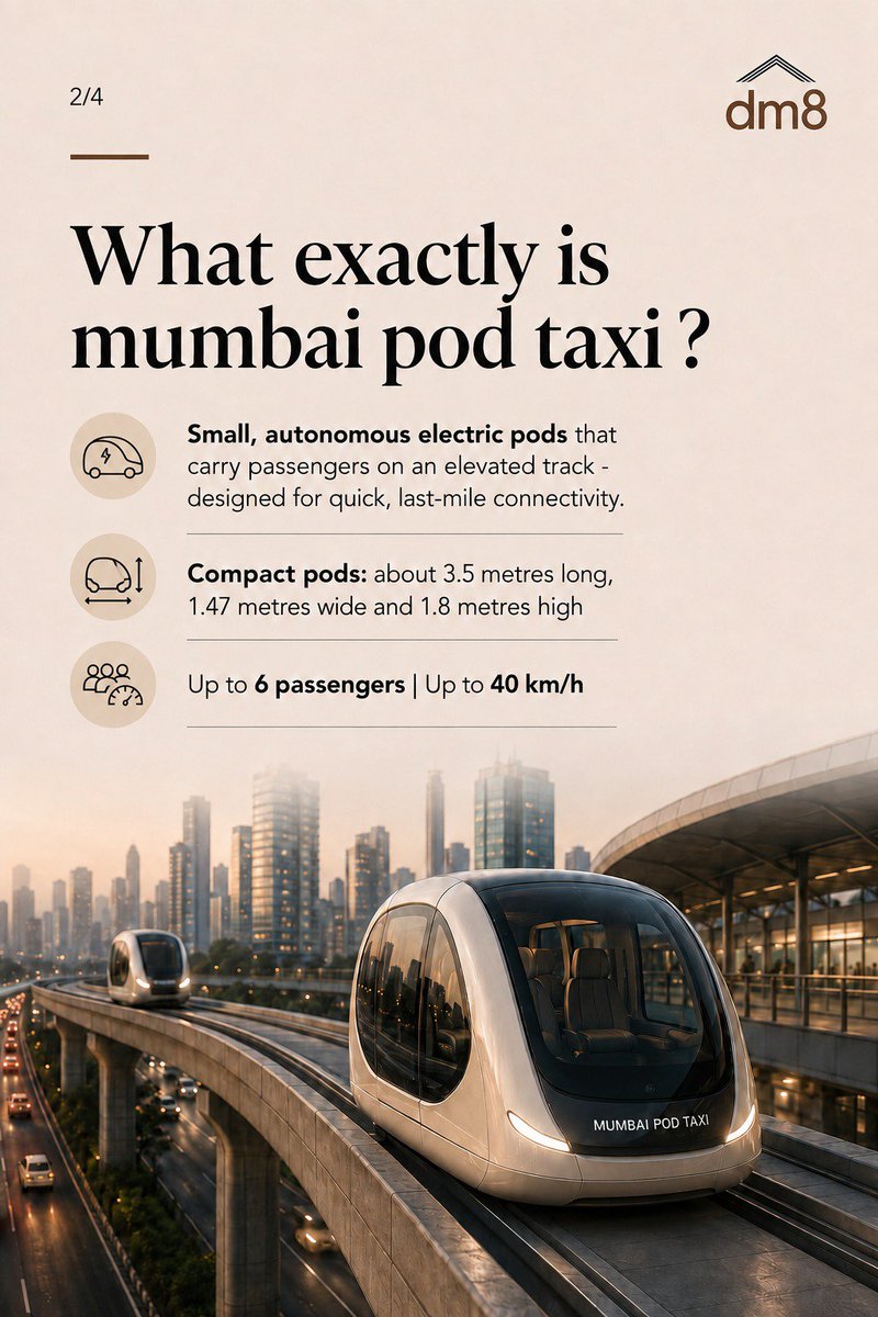 dm8india's tweet photo. Mumbai’s Pod Taxi project is taking shape! 🚝

The 9-km automated transit network will connect BKC with Bandra and Kurla through 38 proposed stations, offering a faster last-mile option for one of Mumbai’s busiest business districts.

#bandra #bkc #mumbai #kurla #podtaxi https://t.co/HukSpSuzj9