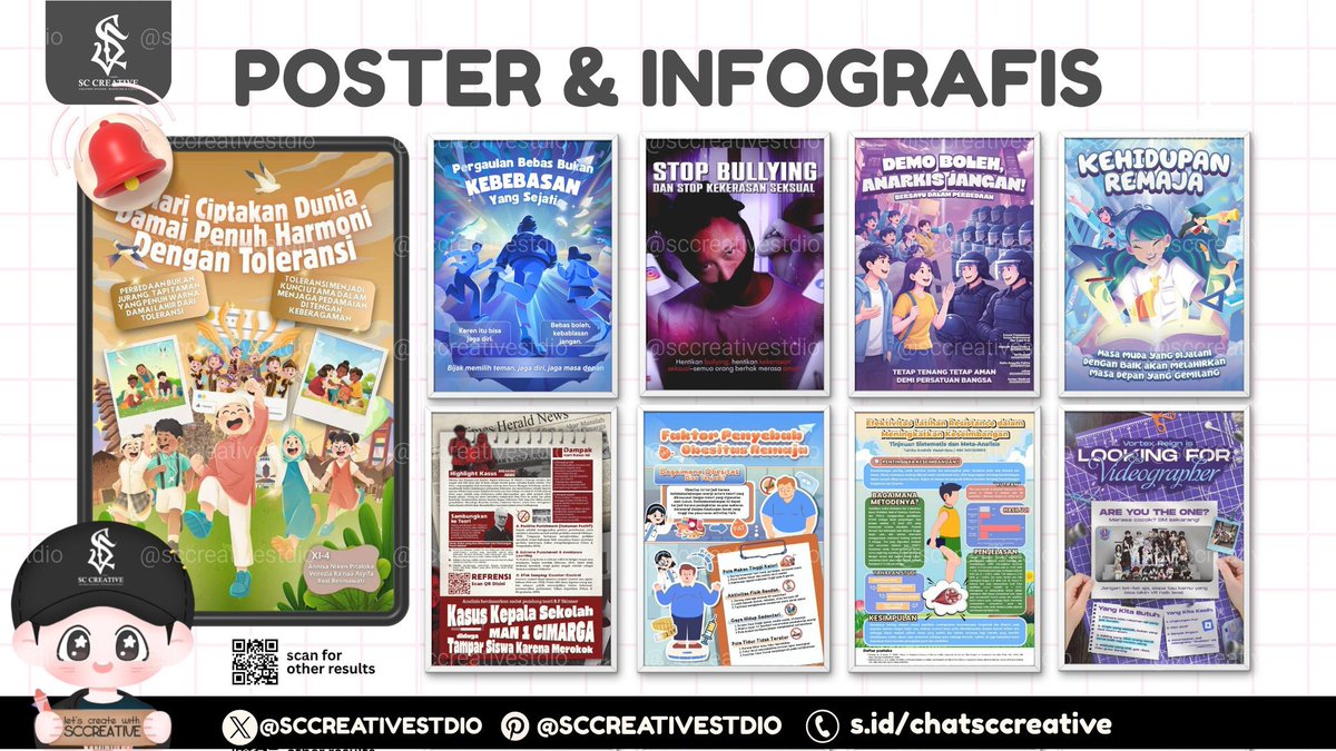 sccreative2's tweet photo. halo aku open edit foto, edit video, design grafis (Design Poster, Pamflet, Banner sidang, Moodboard, Twb, Infografis, Feeds, Story, Logo, Freebies, Brosur, Stiker, Jersey, dll) ya🧃

✅ all req bisa, free revisi
✅ proses cepat, trusted 
☎️ wa @sccreativestdio

#zonauang #zonaba https://t.co/7T8Jb5koEp