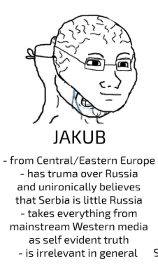 Duyo96's tweet photo. Now, you may remember this meme and the persona behind one of the characters, but I've checked what our ex-expert @KubaBielamowicz is doing these days.

He was one of prominent Kurti-aligned Twitter accounts with the "irrelevant breaking news" style of tweets, which flooded the space some years ago. That's "Gheg-Goebbels" Admirim style of tweets, which phenomenon I called "The Admirimization of Twitter" back in the day.

Alas, Twitter/X eventually changed the algorithm, thus making this style of engagement mostly obsolete and while other character evolved, Jakub did not.

It looks like his days of Balkan expertise™ have ended abruptly, since he deleted all of his posts and is now pursuing a career in Digital Assets and AI, I guess.

So, that last dash on my JAKUB meme really did age like fine wine.