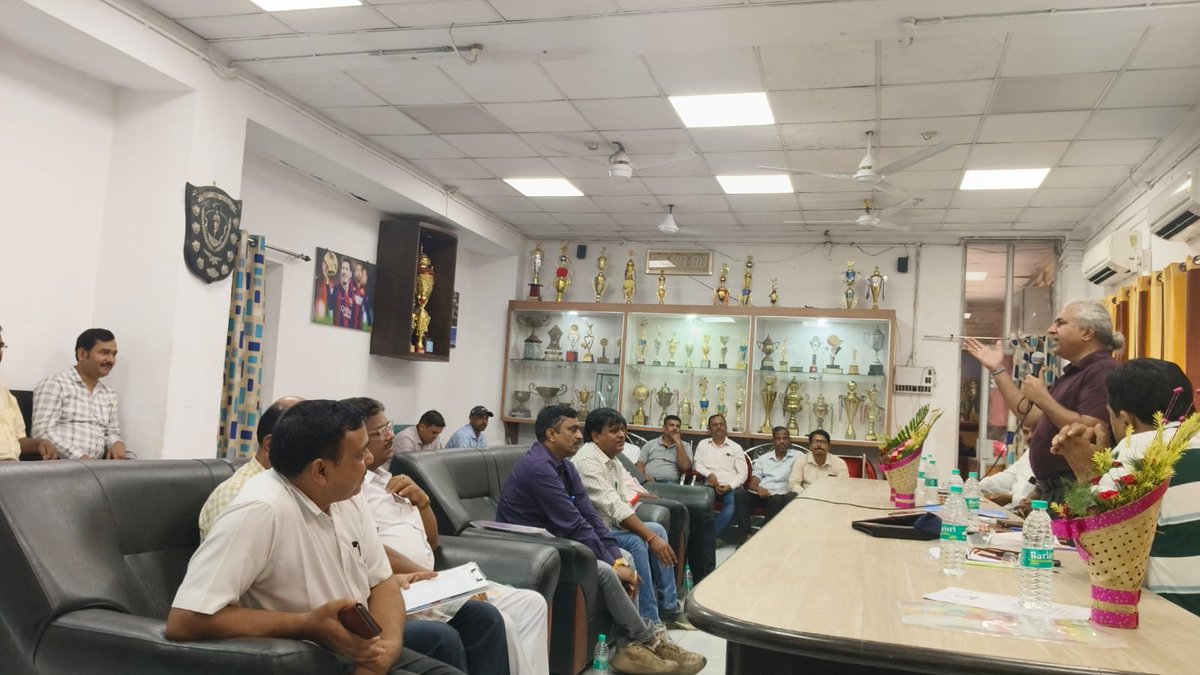 aismair1953's tweet photo. The AGM of SER Kharagpur (KGP) was successfully held on 9th August 2026 at SERSA Stadium, where Mahendra Singh Dhoni practiced during his tenure in the Railways.🚩#AISMA #SM_POWER_DAY #JAIAISMA #safetyopenlinestaff https://t.co/9SyVUlZXbG