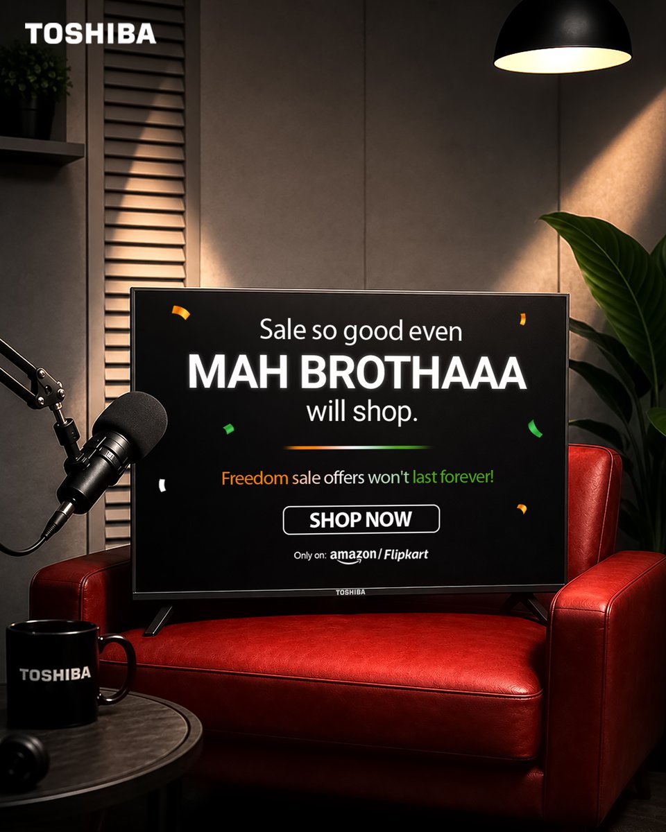 ToshibaTV_India's tweet photo. Shopping from Sale or Saving?
Shopping from Sale! Savings follow mah brothaaaa.
.
.
.
#FreedomSale #ToshibaTV #RaviKishan #Trend #Memes https://t.co/8rrUBOLoqa