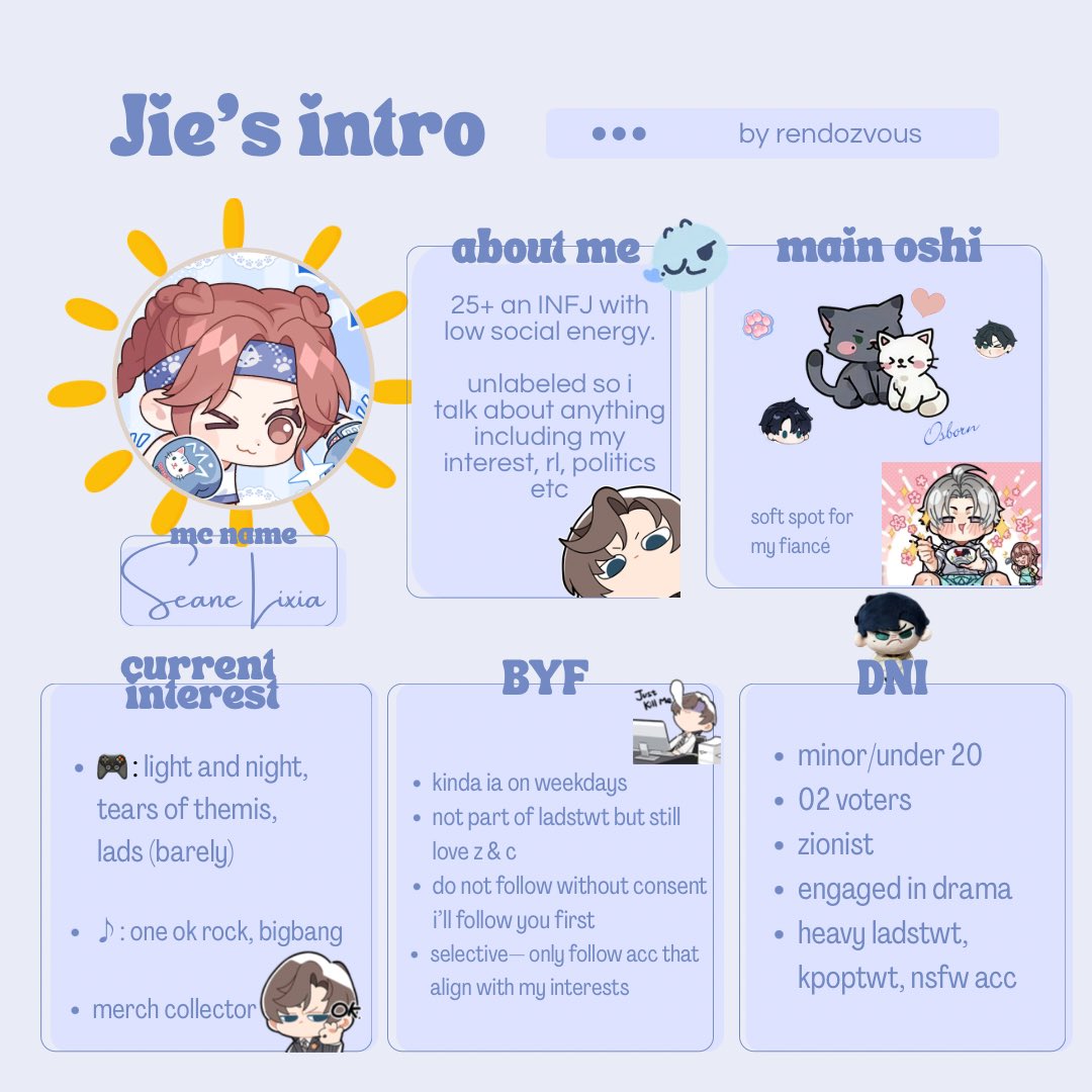 rendozvous's tweet photo. helloww i’m looking for new moots😆❣️
please read carefully my intro below and reply if you are interested ◡̈♥︎

do not follow me first, i’ll come to you instead ദ്ദി^¯⦁⥿⦁¯^)🆗

♡/↻ are appreciated ദി˶ᕑᗢᓫ)✧
#lnntwt #lightandnight https://t.co/VUfFyT1vv1