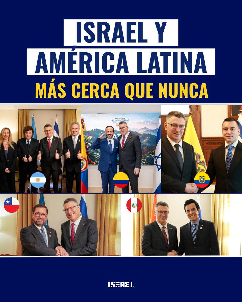 IsraelinSpanish's tweet photo. Israel y América Latina siguen fortaleciendo relaciones y cooperando por un futuro mejor 🤝

En su reciente visita a Ecuador y Colombia, el Ministro de Relaciones Exteriores de Israel, @gidonsaar, sostuvo reuniones con varios presidentes y ministros de Exteriores de países de América Latina.

La amistad entre Israel y las naciones de América Latina es una amistad histórica que hoy vive un nuevo amanecer.