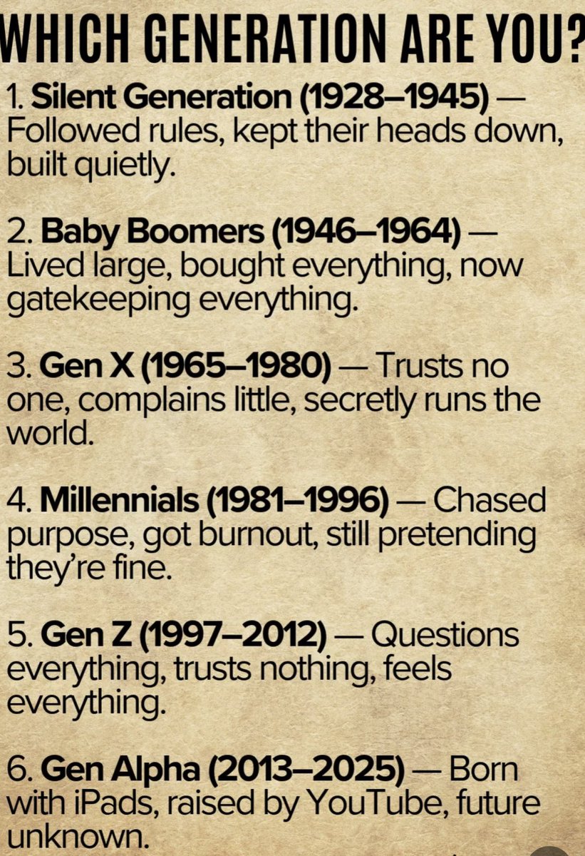 1True_American_'s tweet photo. Gen X here. 

Which generation do you belong to? https://t.co/MFBj7Vx9Cb