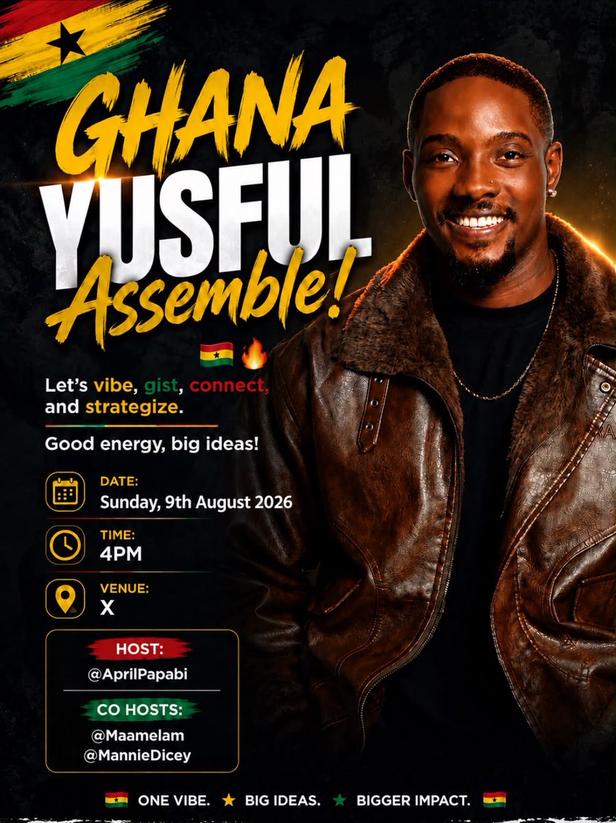 AprilPapabi's tweet photo. 🇬🇭 GHANA YUSFULS ARE CALLING! 🇬🇭

Yusfuls, come through!  
We’re hosting a space today to gist, connect and stand solidly behind our boy Yusuf. No distractions, just vibes and Yusful energy🥰

Set your reminders and pull up! See you on the space🫡🔥

#YusufMuhammad 
#Yusfuls 
#BBNaija