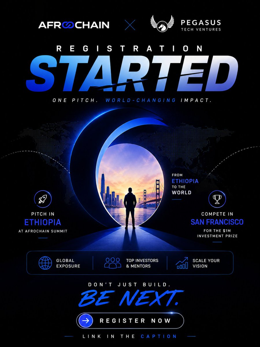 Afrochaineth's tweet photo. BIG IDEAS NEED BIGGER STAGES. 🌍🚀
Startup World Cup registration is NOW OPEN in Ethiopia.
🎤 Pitch.
🏆 Compete.
🌍 Go global.
Your shot starts here:
https://t.co/FDt0174gSS
#StartupWorldCup #AfroChain #Ethiopia #Startups #AfricaTech https://t.co/Nt6mYkMwV1