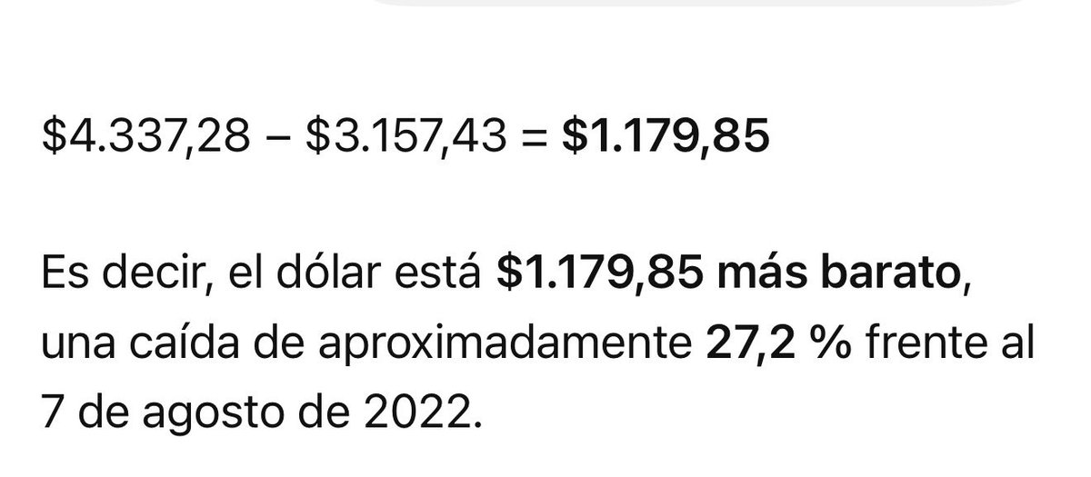 GustavoBolivar's tweet photo. Guarden este tuit para el balance:
Precio del dólar 7 de agosto de 2026: $3,157 (Fin gob Petro)
Precio del dólar 7 de agosto de 2022 $4,337 (Fin gob Duque)
$1.180 (27,2%) más barato 
RT #DatoMataRelato https://t.co/ZUevuF97hI