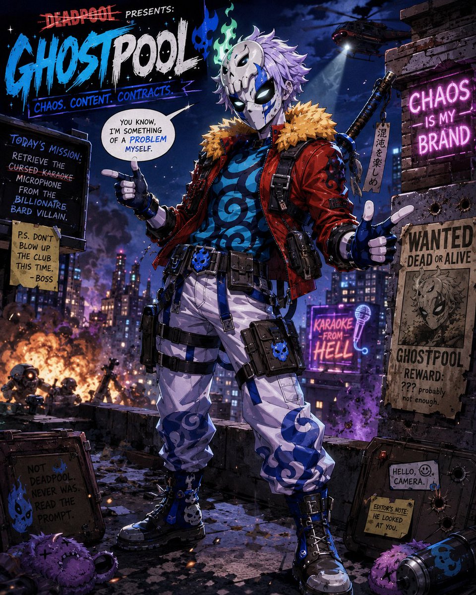 chef_yanuka's tweet photo. Turn your character into unique The merc with the mouth Deadpool hero with this prompt unless you are @DantaroDanstar 
https://t.co/zcgyEfik7v

 #ai #AIart️️️️️️️️️️️️️️️️️️️️️️️️️️️️️️️️️️️️️️️️️️️️️️️️️️️ #potd https://t.co/ei3Vd489ER