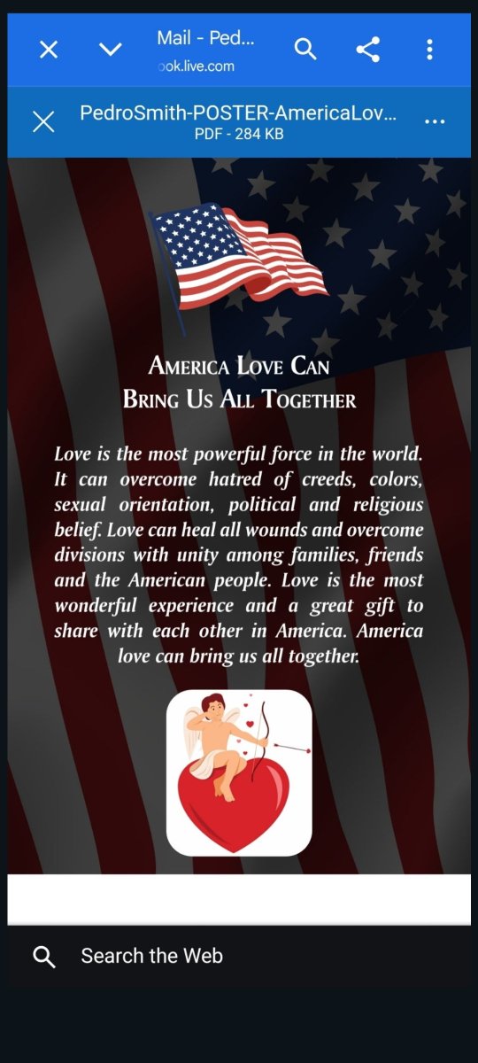 Pedro_ChosenOne's tweet photo. @BerniceKing @BernieSanders @BarbMcQuade @semaforben @hwinkler4real @jaketapper @JakeSherman @IlhanMN @Lawrence @joejonas America Love can bring Us All Together author Pedro Smith https://t.co/p3ZoM9yJHb