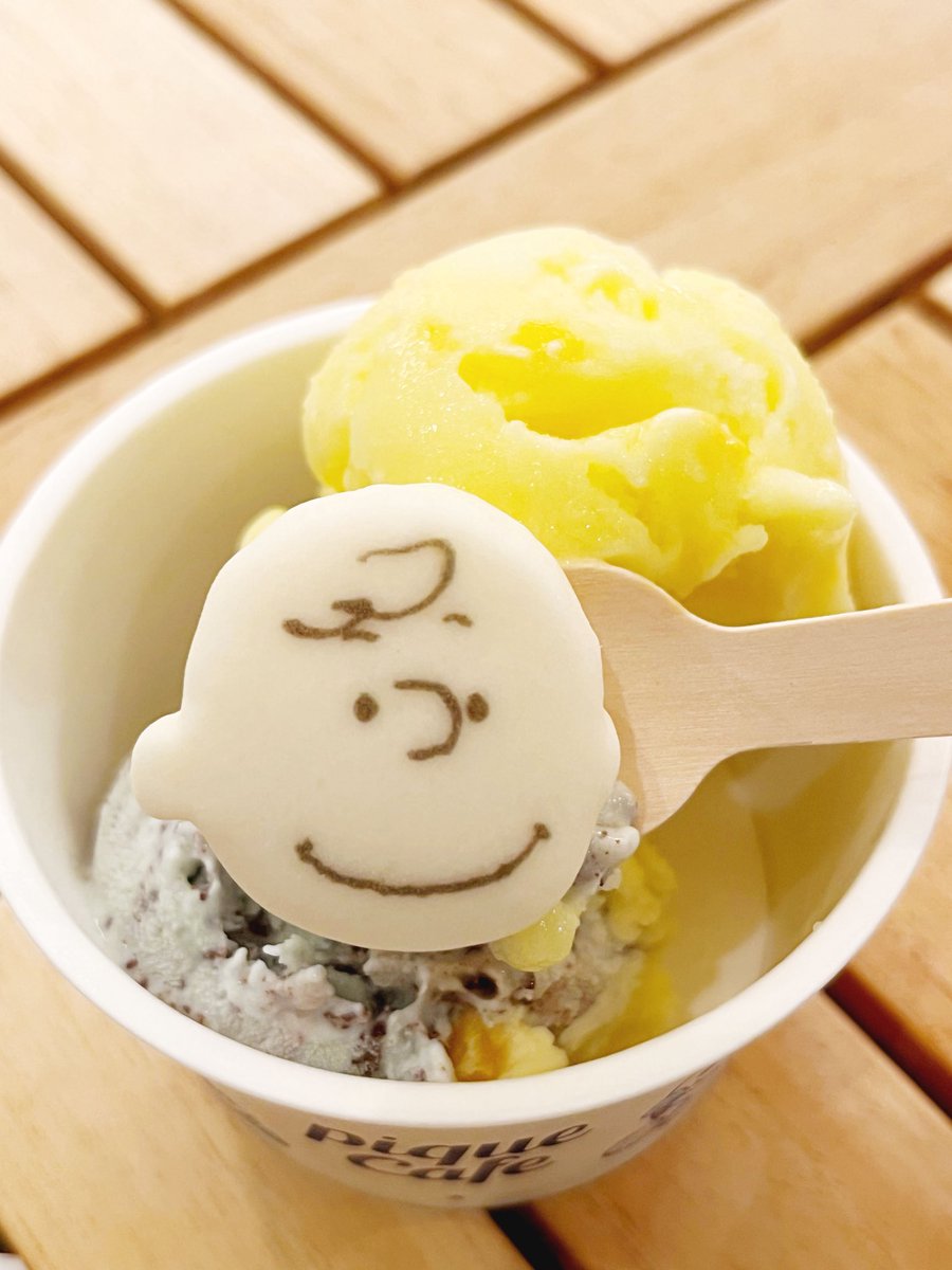 buta3buhi2's tweet photo. コラボメニューを求めてジェラピケカフェ3店舗巡りました🙏
かわいくておいしいジェラートピケさいこうです🍨

チャーリーブラウンのフィギュアがスプーンにシンデレラフィットして沸きました🥄

#ぬい撮り #スヌーピー #PEANUTS https://t.co/hztrFxYZbo