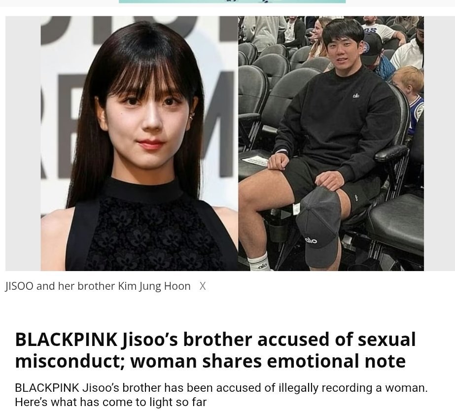 riasmanager's tweet photo. Tell me when Blinks are actually ready to talk about how Jisoo’s brother systematically ruined a girl's life through s*xual assault, yet you lot are still busy funding and defending their family business, Blissoo? https://t.co/yqdxYt1e38