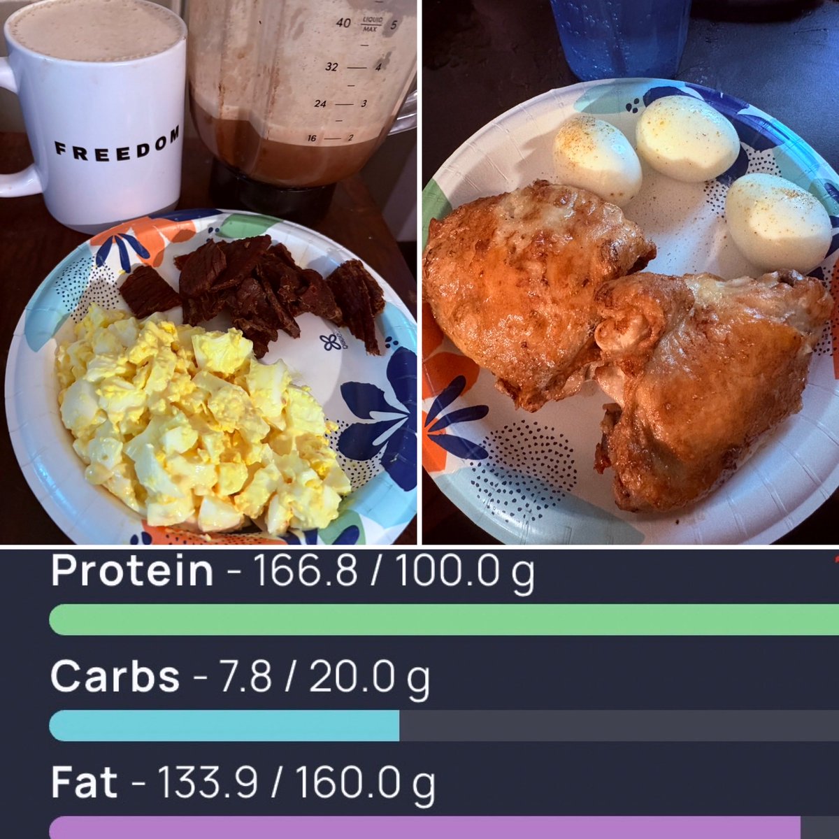 ketolifegranny's tweet photo. Yesterday: #AnimalBased
Meal 1:
Tillamook Jerky
Eggs
Protein Coffee (@Equip Protein, Mushroom Coffee, Beef Gelatin, Butter)
Meal 2:
Chicken Thighs
Eggs
Bubly
Butter (no pic)
#Keto 110.5 lbs & 50β lost! Reversed T2#Diabetes, HighBP & off meds!
67 y/o FT RVer
#carnivorish https://t.co/sfsi25XC13