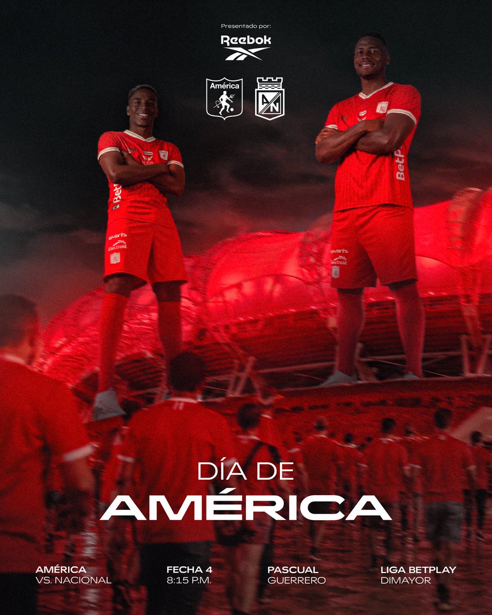 AmericadeCali's tweet photo. 👹 𝐇𝐨𝐲 𝐞𝐬 𝐃𝐢́𝐚 𝐝𝐞 𝐀𝐦𝐞́𝐫𝐢𝐜𝐚. 🔴

🏟️ El Pascual será solo 𝐑𝐨𝐣𝐨: ponte la 𝒄𝒂𝒎𝒊𝒔𝒆𝒕𝒂 y sé parte del 𝒄𝒂𝒓𝒏𝒂𝒗𝒂𝒍. 🎺🔥

🆚 Nacional 🟢
🏟️ Pascual Guerrero
📅 Domingo, 9 de agosto
⏰ 8:15 p. m.
📺 Win Sports + https://t.co/8mV7htBb9w