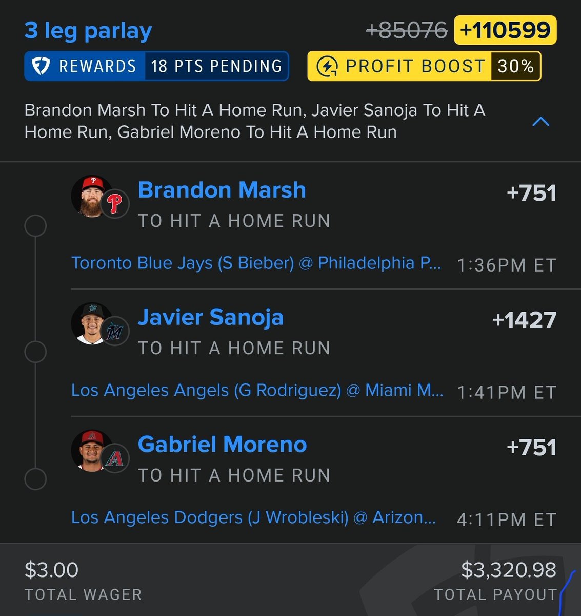VictorScot001's tweet photo. This will be the greatest 3 leg to ever hit💰🔥
$3➡️$3,320

@Playbook https://t.co/gOiEtloNH3