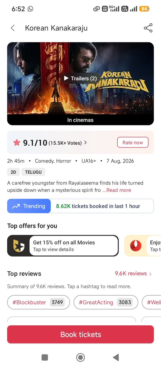 SaiAA151's tweet photo. 8.62K Tickets per hour is massive on Sunday💥💥

#MegaHitKokaForVarunTej https://t.co/taGFP7zfDk