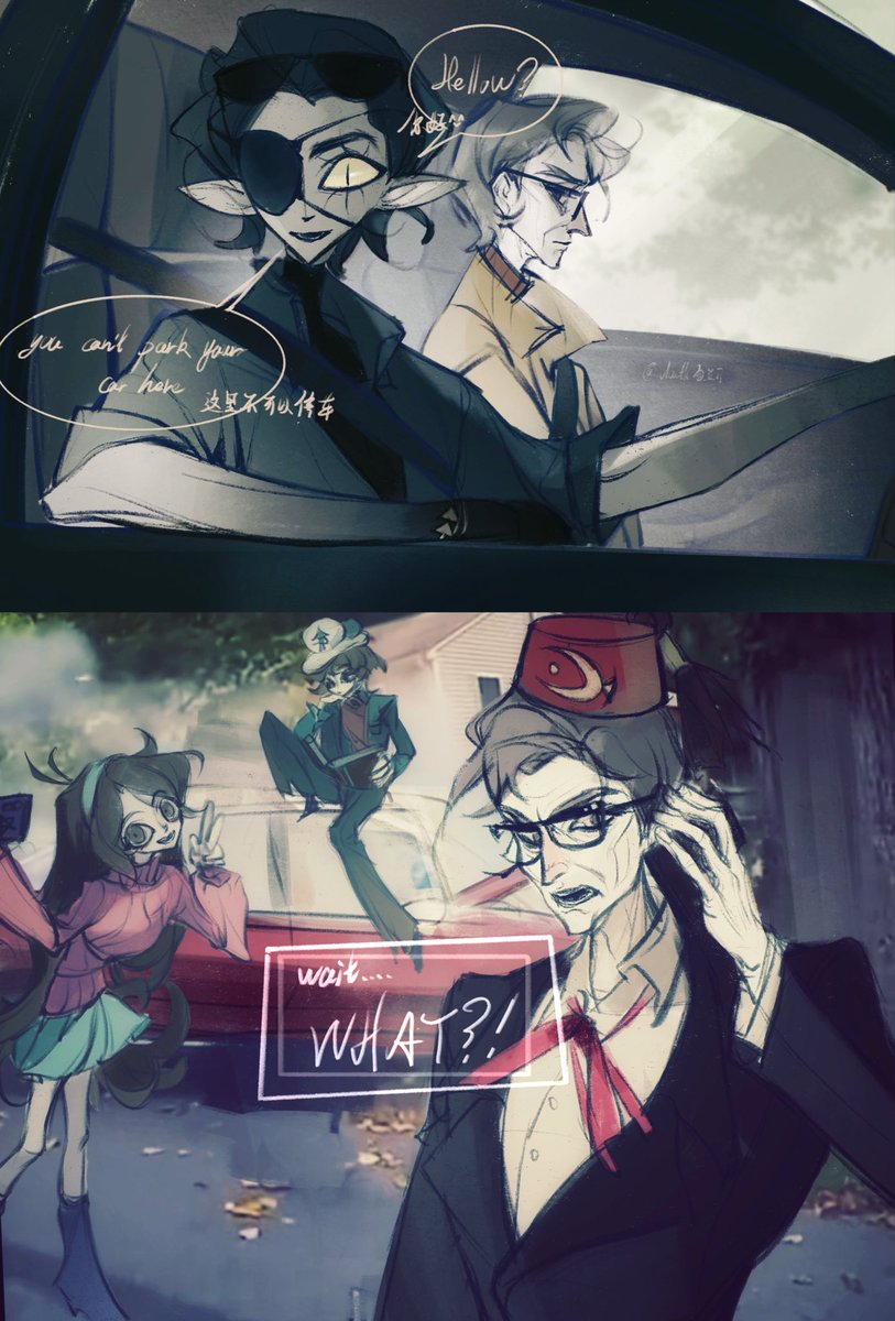 jiujiabing's tweet photo. You can't park you car here,Stanley! #GravityFalls #Billford
#BillCipher
#StanfordPines #toxicoldmanyaoi https://t.co/KBBbhC42Fd