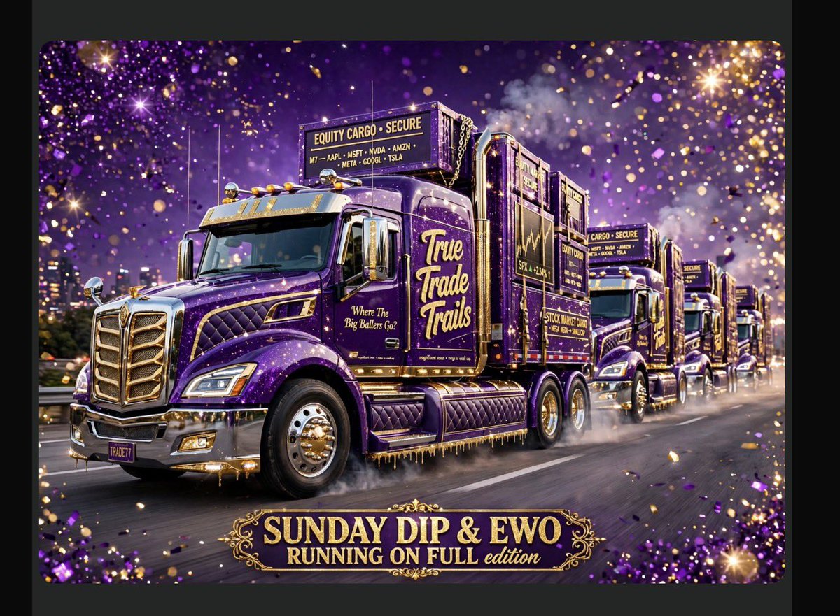 truetradetrails's tweet photo. SUNDAY DIP &amp; EWO - RUNNING ON FULL 🚛💨

Last week made you think.

Get ready to take the wheel of those 18 wheelers — all gassed up and ready to roll.

EQUITY CARGO SECURE.

#TrueTradeTrails https://t.co/gFgNVi1Kdu