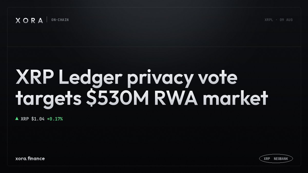 BluB2999's tweet photo. Privacy is becoming a requirement, not a luxury.
XRPL's latest vote targeting the $530M RWA market could be a major step toward institutional adoption and real-world asset growth. 📈 @xora_finance https://t.co/ezgojfhYwT