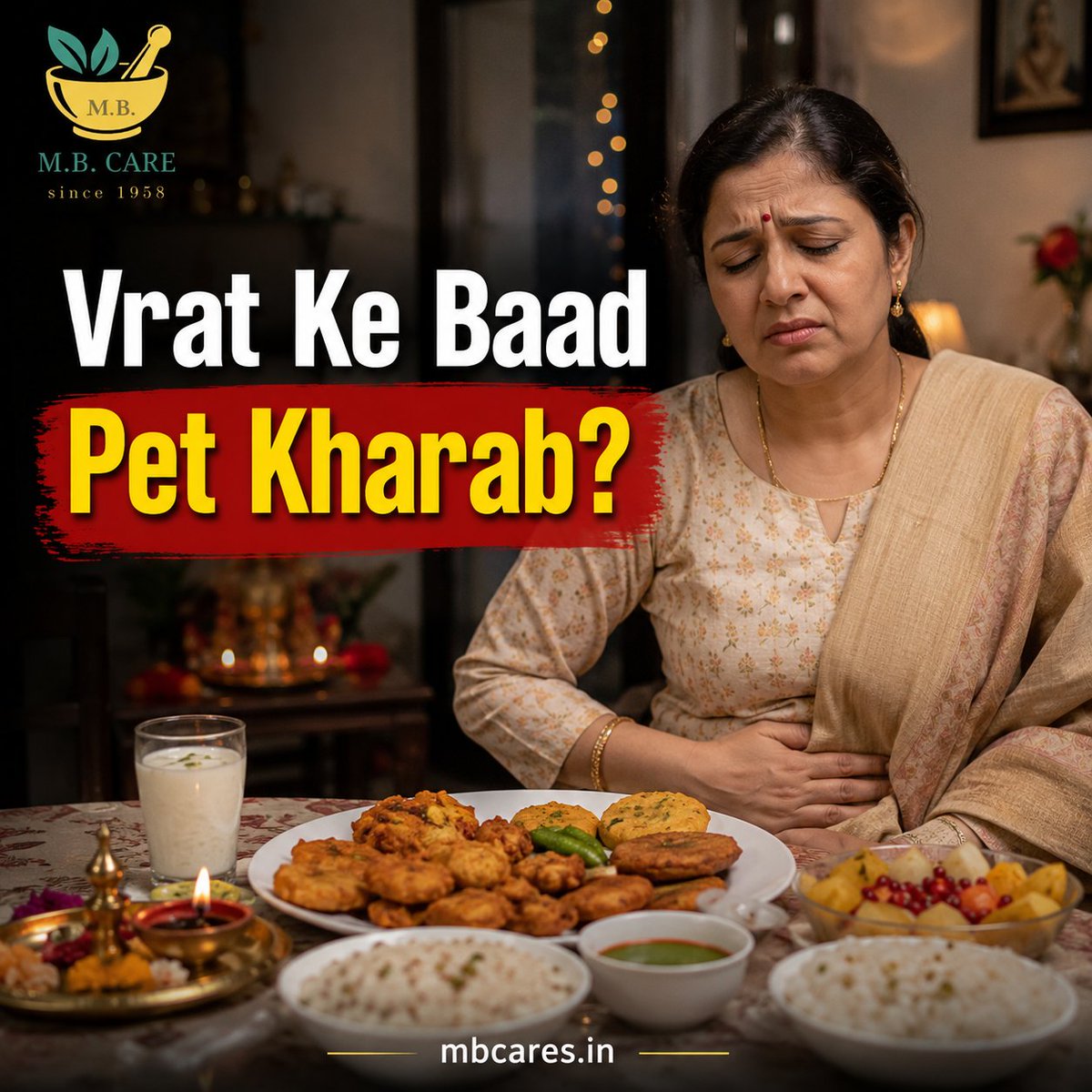 mbcares_1958's tweet photo. Vrat ke baad acidity, gas aur bloating se bachna hai? Vrat ekdum heavy meal se na kholein. Light food, small portions aur slow eating digestion ko support kar sakte hain. #VratTips #DigestionCare #GutHealth #Acidity #HealthyHabits https://t.co/v2NUd5LZpX