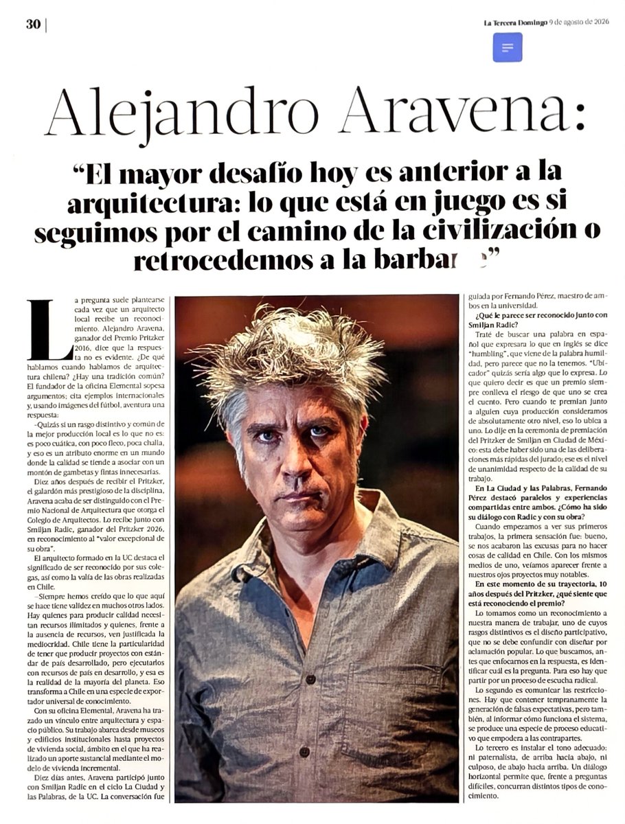 cleporati's tweet photo. Pareciera dramática y exagerada la expresión de Alejandro Aravena, sin embargo, viendo los gobernantes actuales y los procesos de individualismo, su expresión tiene sentido: "lo q está en juego es si seguimos por el camino de la civilización o retrocedemos a la barbarie". https://t.co/oAUKTm48tv