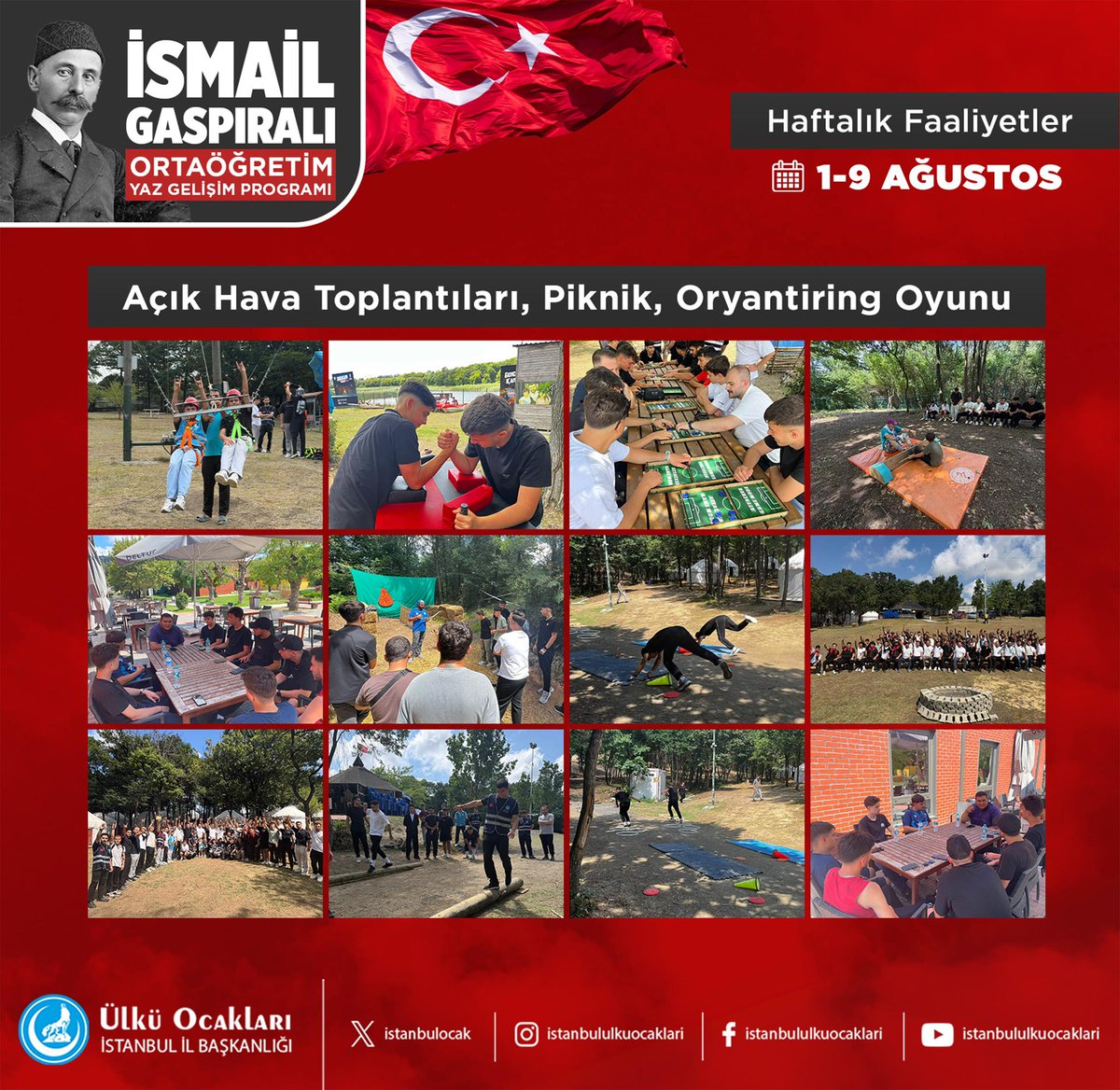 Aalparslandogan's tweet photo. Ülkü Ocakları İstanbul İl Başkanlığı olarak, Ülkü Ocakları Genel Merkezimizin öncülüğünde gerçekleştirdiğimiz “İsmail Gaspıralı Ortaöğretim Yaz Gelişim Programı” Ağustos ayı boyunca da tüm hızıyla devam ediyor! ✨🤘🏻

Eğitim-öğretim dönemi öncesinde yaz tatilini verimli geçirmek isteyen tüm ortaöğretimli kardeşlerimizi bekliyoruz. 🇹🇷