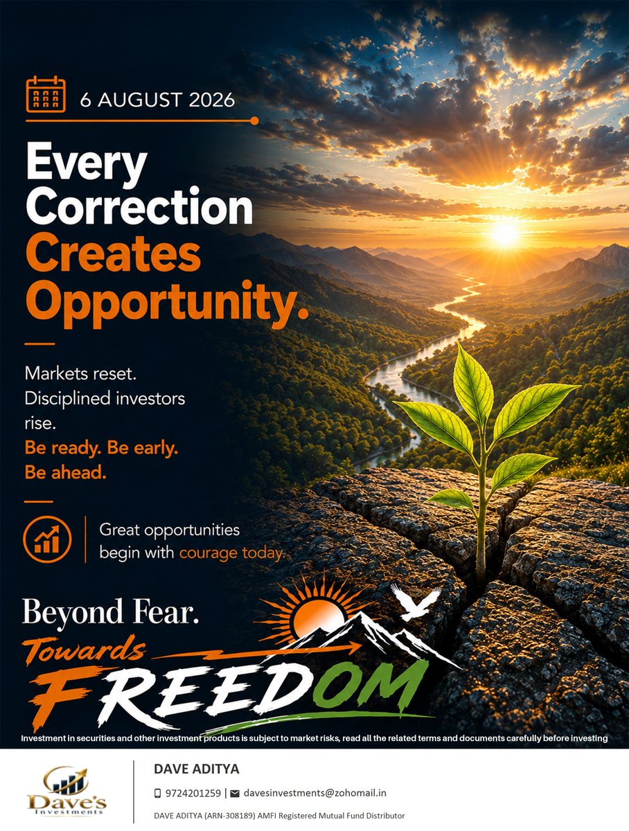 daveinvestments's tweet photo. Small steps, when taken consistently, can lead to meaningful outcomes.

Every SIP is a commitment towards your financial goals—one investment at a time, one step closer to the future you envision.

Small Steps, Big Freedom.

Beyond Fear, Towards Freedom. https://t.co/SNUaI9bjeD