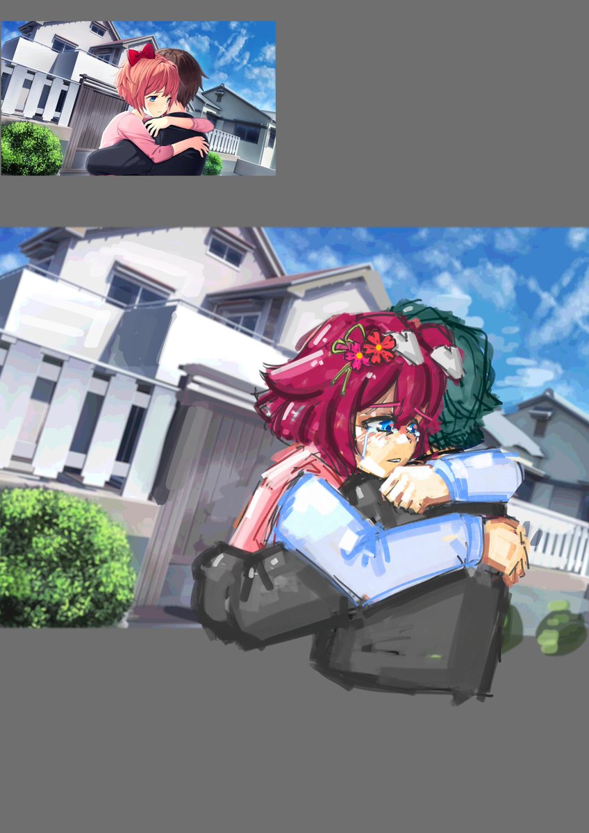 bonasteriey's tweet photo. this edit has been on my mind, so i paintover some DDLC cg https://t.co/gGw3WhaAE3